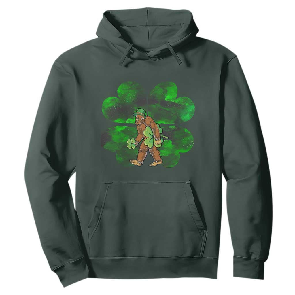 St Patricks Day Lucky Shamrock Bigfoot Hoodie Funny Sasquatch Irish TS10 Dark Forest Green Print Your Wear