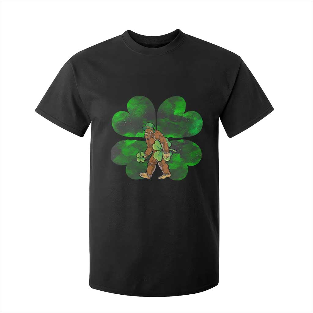 St Patricks Day Lucky Shamrock Bigfoot T Shirt For Kid Funny Sasquatch Irish TS10 Black Print Your Wear