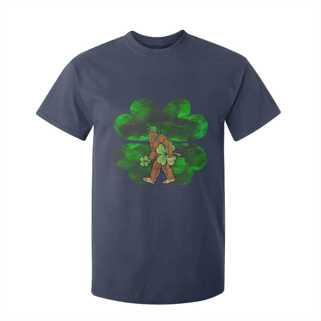 St Patricks Day Lucky Shamrock Bigfoot T Shirt For Kid Funny Sasquatch Irish TS10 Navy Print Your Wear