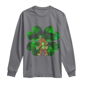 St Patricks Day Lucky Shamrock Bigfoot Long Sleeve Shirt Funny Sasquatch Irish TS10 Charcoal Print Your Wear