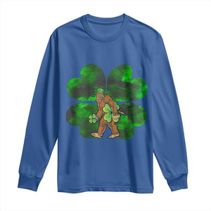 St Patricks Day Lucky Shamrock Bigfoot Long Sleeve Shirt Funny Sasquatch Irish TS10 Royal Blue Print Your Wear