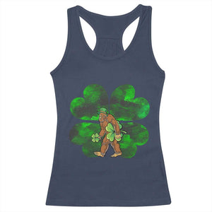 St Patricks Day Lucky Shamrock Bigfoot Racerback Tank Top Funny Sasquatch Irish TS10 Navy Print Your Wear