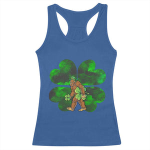 St Patricks Day Lucky Shamrock Bigfoot Racerback Tank Top Funny Sasquatch Irish TS10 Royal Blue Print Your Wear