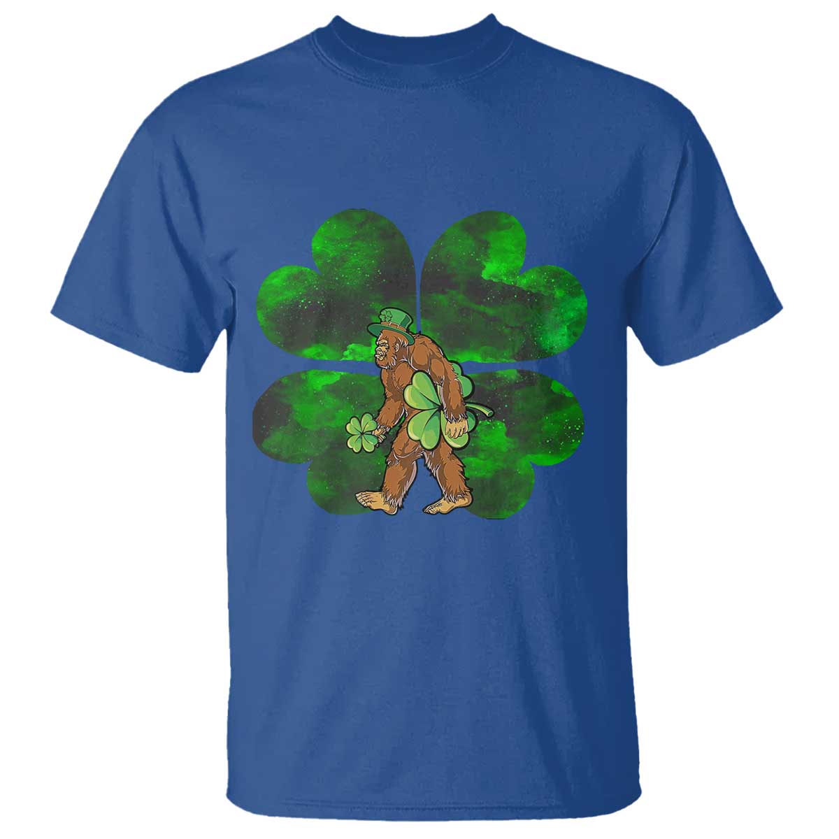 St Patricks Day Lucky Shamrock Bigfoot T Shirt Funny Sasquatch Irish TS10 Royal Blue Print Your Wear