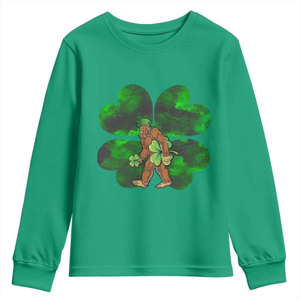 St Patricks Day Lucky Shamrock Bigfoot Youth Sweatshirt Funny Sasquatch Irish TS10 Irish Green Print Your Wear