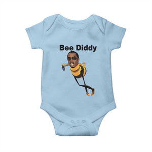 Bee Diddy Baby Onesie Dark Humor Internet Meme Brainrot Gen Z TS10 Light Blue Print Your Wear