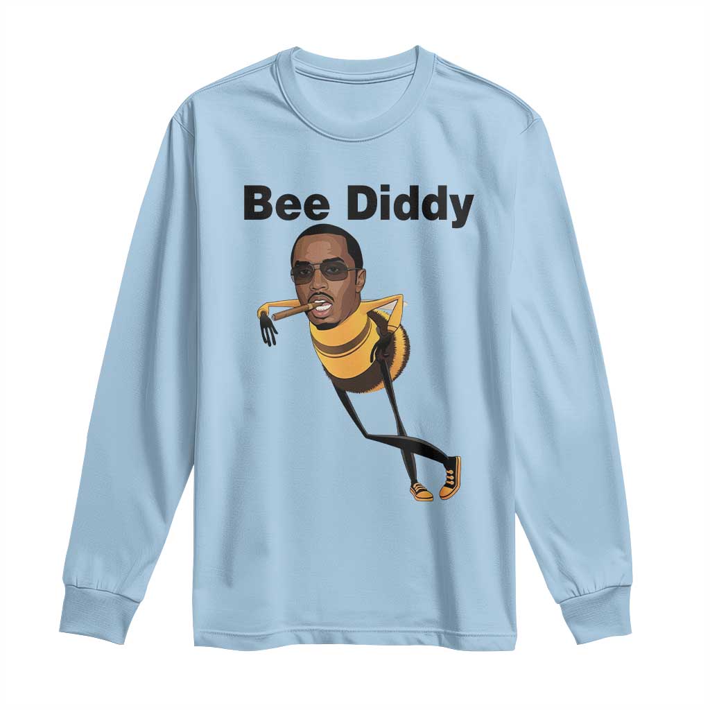 Bee Diddy Long Sleeve Shirt Dark Humor Internet Meme Brainrot Gen Z TS10 Light Blue Print Your Wear
