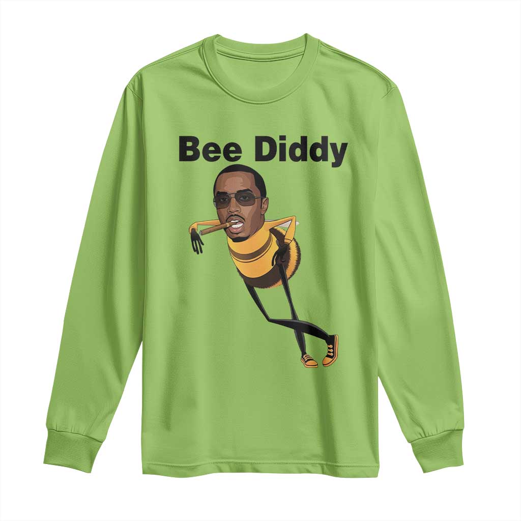 Bee Diddy Long Sleeve Shirt Dark Humor Internet Meme Brainrot Gen Z TS10 Lime Print Your Wear