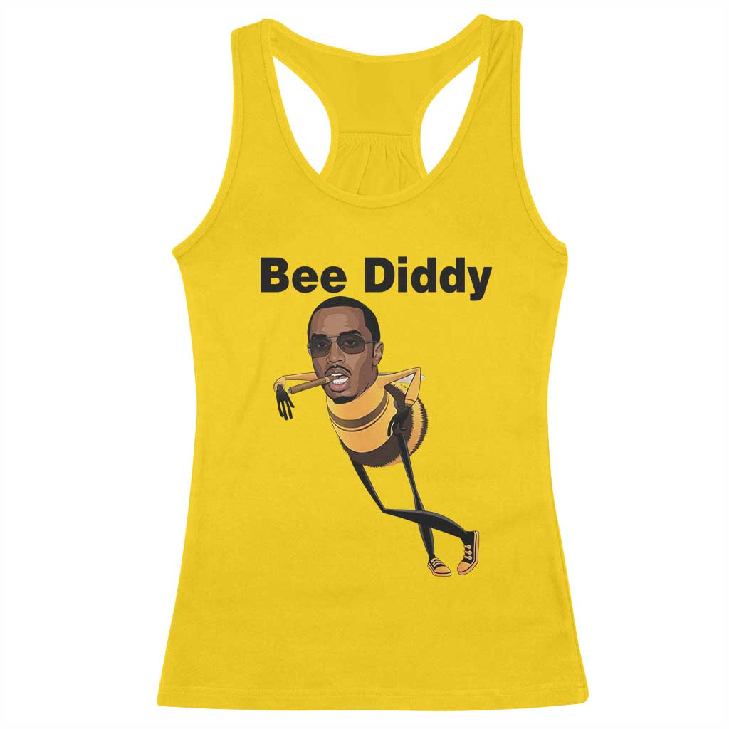 Bee Diddy Racerback Tank Top Dark Humor Internet Meme Brainrot Gen Z TS10 Daisy Print Your Wear