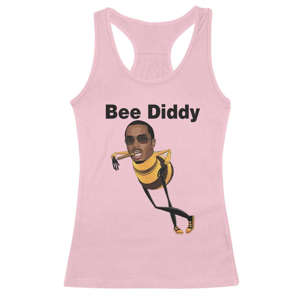 Bee Diddy Racerback Tank Top Dark Humor Internet Meme Brainrot Gen Z TS10 Light Pink Print Your Wear