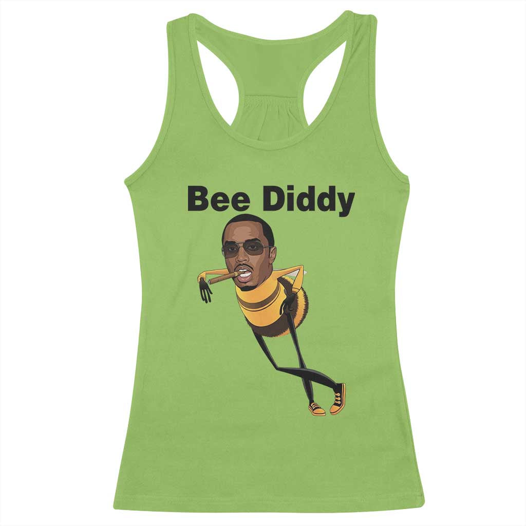 Bee Diddy Racerback Tank Top Dark Humor Internet Meme Brainrot Gen Z TS10 Lime Print Your Wear