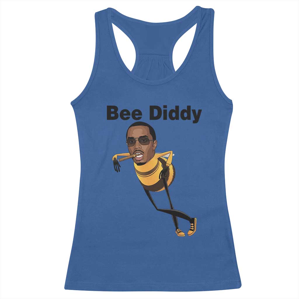 Bee Diddy Racerback Tank Top Dark Humor Internet Meme Brainrot Gen Z TS10 Royal Blue Print Your Wear
