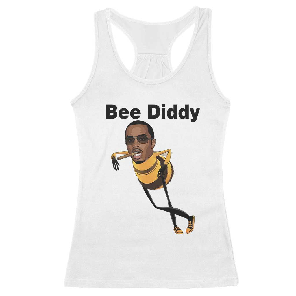 Bee Diddy Racerback Tank Top Dark Humor Internet Meme Brainrot Gen Z TS10 White Print Your Wear