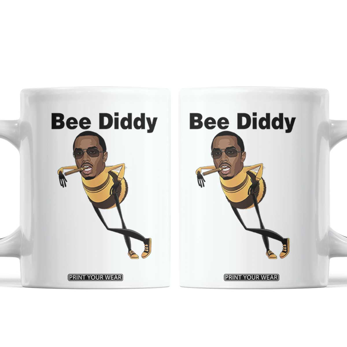 Bee Diddy Coffee Mug Dark Humor Internet Meme Brainrot Gen Z TS10 White Print Your Wear