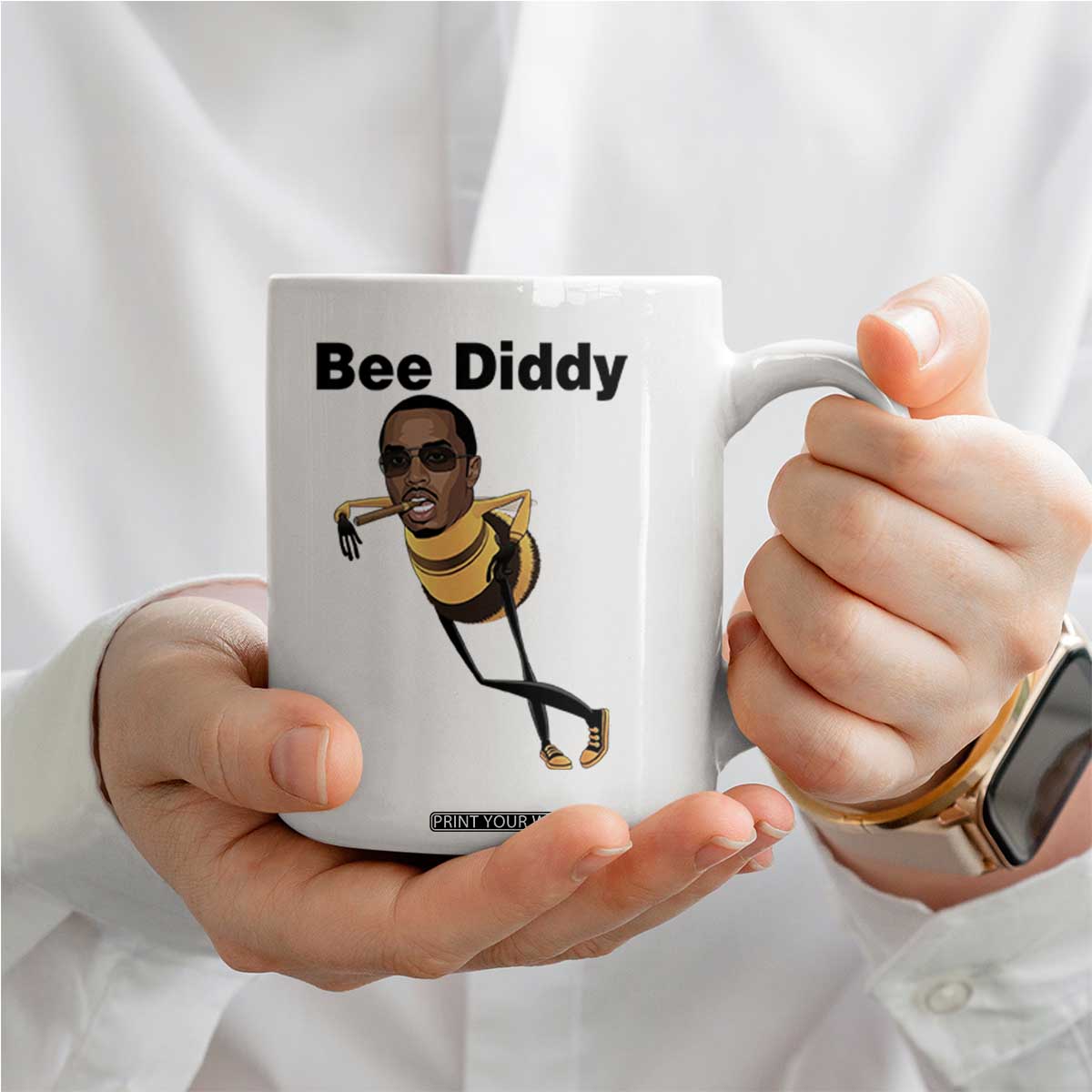Bee Diddy Coffee Mug Dark Humor Internet Meme Brainrot Gen Z TS10 Print Your Wear
