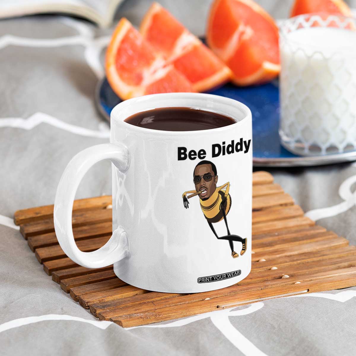 Bee Diddy Coffee Mug Dark Humor Internet Meme Brainrot Gen Z TS10 Print Your Wear