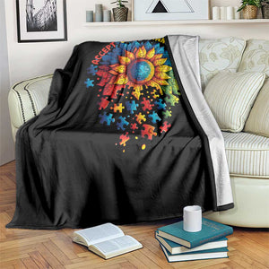 Autism Acceptance Sunflower Puzzle Throw Blanket Accept Understand Love ASD TS10 Print Your Wear