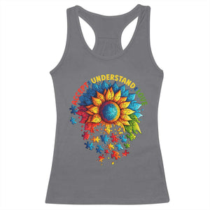 Autism Acceptance Sunflower Puzzle Racerback Tank Top Accept Understand Love ASD TS10 Charcoal Print Your Wear