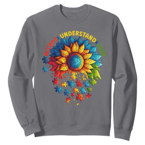 Autism Acceptance Sunflower Puzzle Sweatshirt Accept Understand Love ASD TS10 Charcoal Print Your Wear