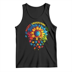 Autism Acceptance Sunflower Puzzle Tank Top Accept Understand Love ASD TS10 Black Print Your Wear