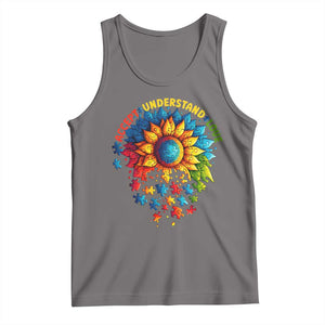 Autism Acceptance Sunflower Puzzle Tank Top Accept Understand Love ASD TS10 Deep Heather Print Your Wear