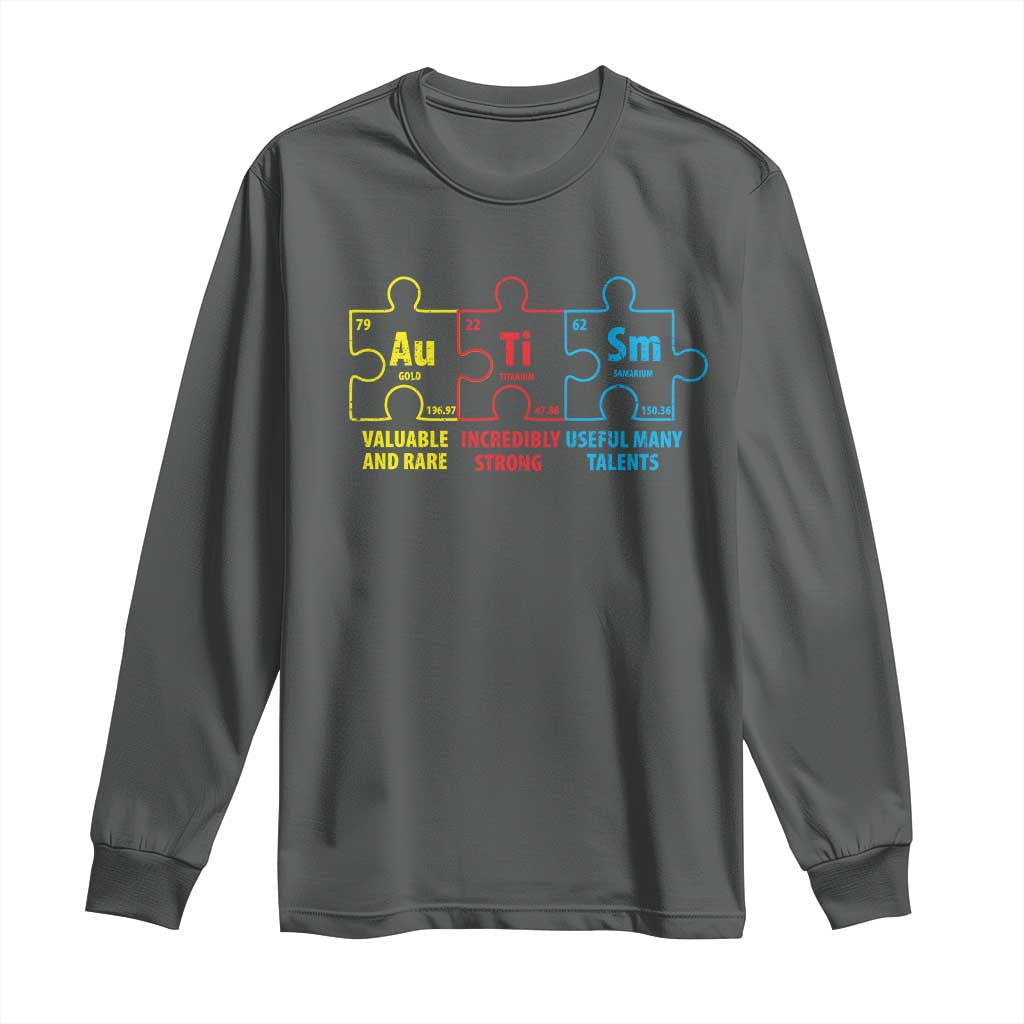 Autism Awareness Long Sleeve Shirt Elements Periodic Table ASD TS10 Dark Heather Print Your Wear