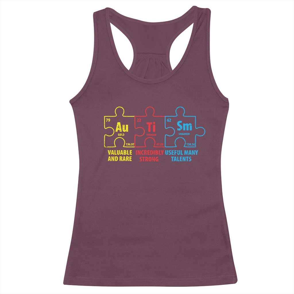 Autism Awareness Racerback Tank Top Elements Periodic Table ASD TS10 Maroon Print Your Wear