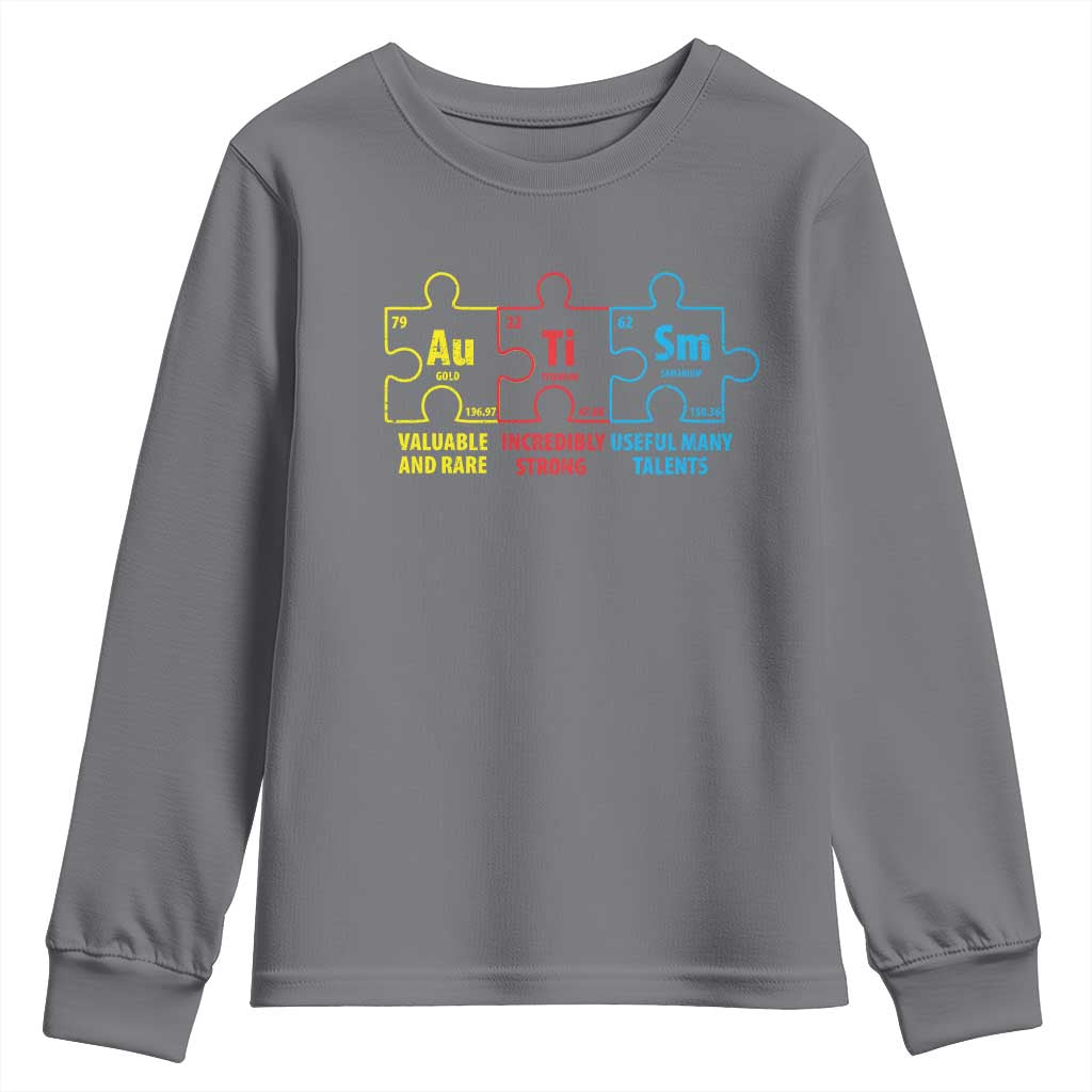 Autism Awareness Youth Sweatshirt Elements Periodic Table ASD TS10 Charcoal Print Your Wear