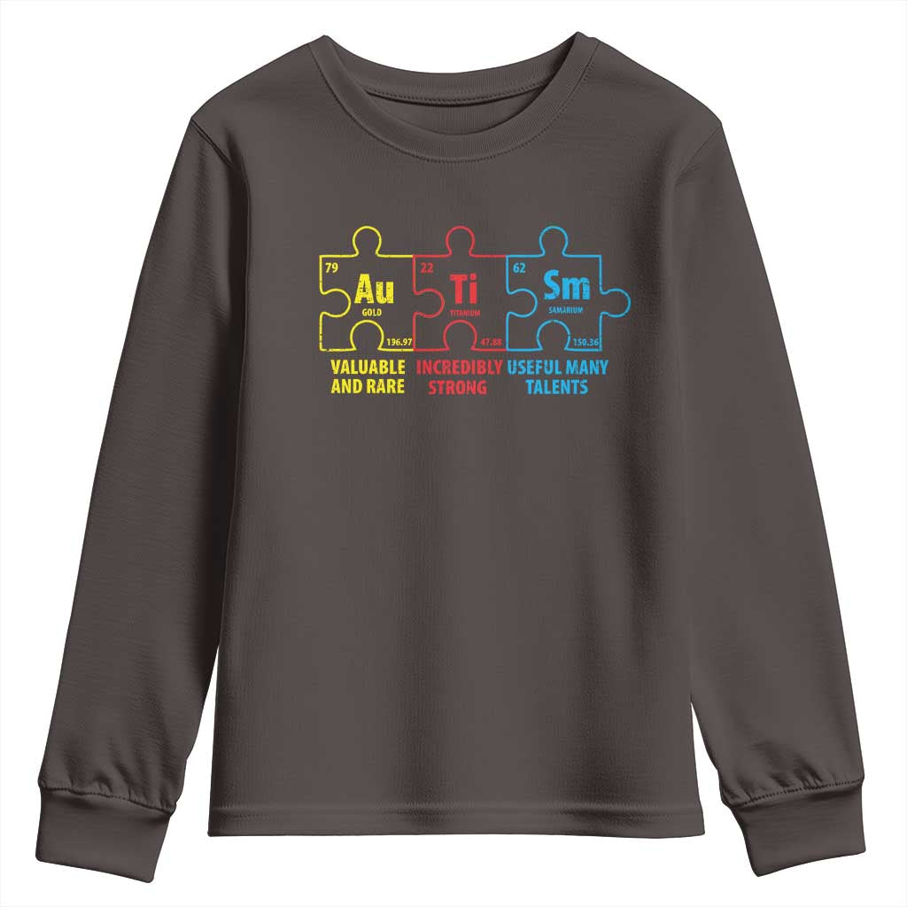 Autism Awareness Youth Sweatshirt Elements Periodic Table ASD TS10 Dark Chocolate Print Your Wear