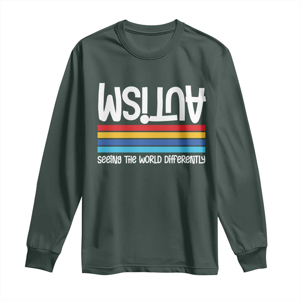 Autism Awareness Long Sleeve Shirt Seeing the World Differently ASD Month Support TS10 Dark Forest Green Print Your Wear