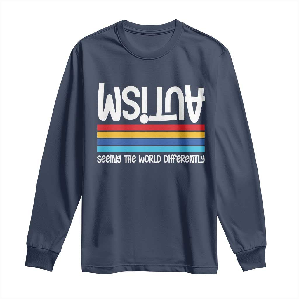 Autism Awareness Long Sleeve Shirt Seeing the World Differently ASD Month Support TS10 Navy Print Your Wear