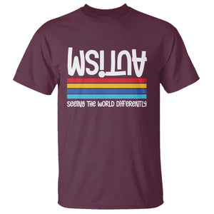 Autism Awareness T Shirt Seeing the World Differently ASD Month Support TS10 Maroon Print Your Wear