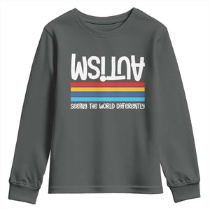 Autism Awareness Youth Sweatshirt Seeing the World Differently ASD Month Support TS10 Dark Heather Print Your Wear