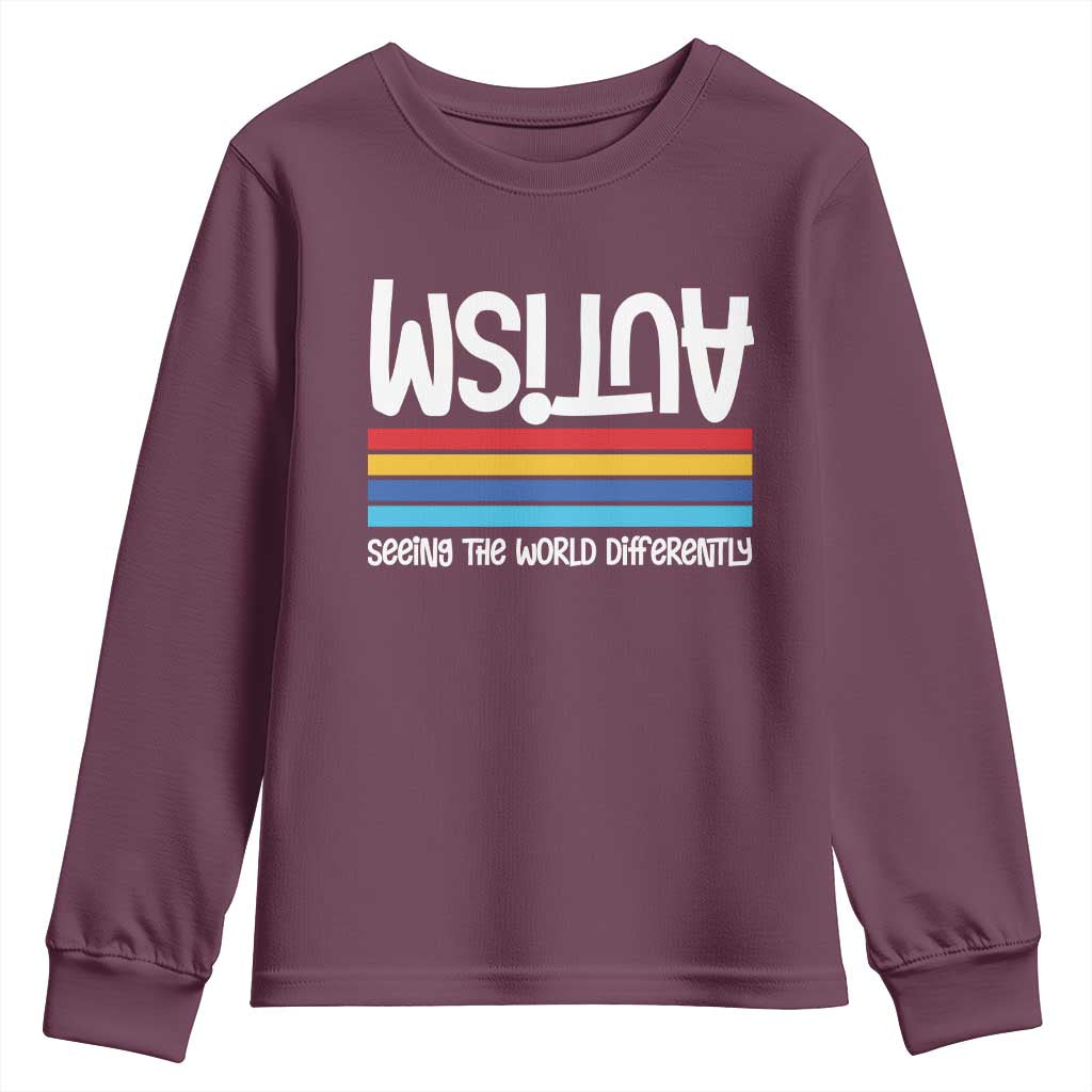Autism Awareness Youth Sweatshirt Seeing the World Differently ASD Month Support TS10 Maroon Print Your Wear