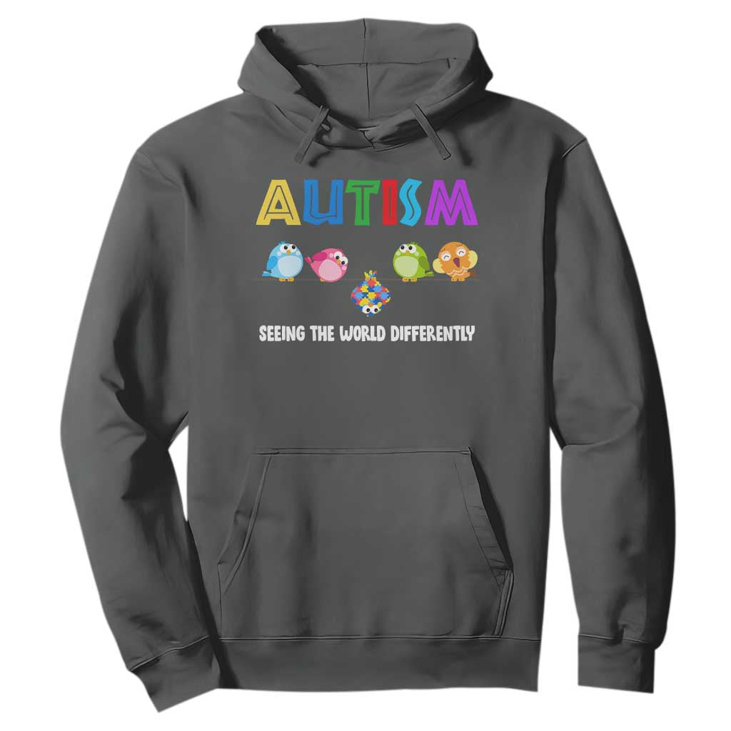 Autism Awareness Hoodie Seeing the World Differently ASD Cute Puzzle Pieces Owl TS10 Dark Heather Print Your Wear