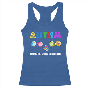 Autism Awareness Racerback Tank Top Seeing the World Differently ASD Cute Puzzle Pieces Owl TS10 Royal Blue Print Your Wear