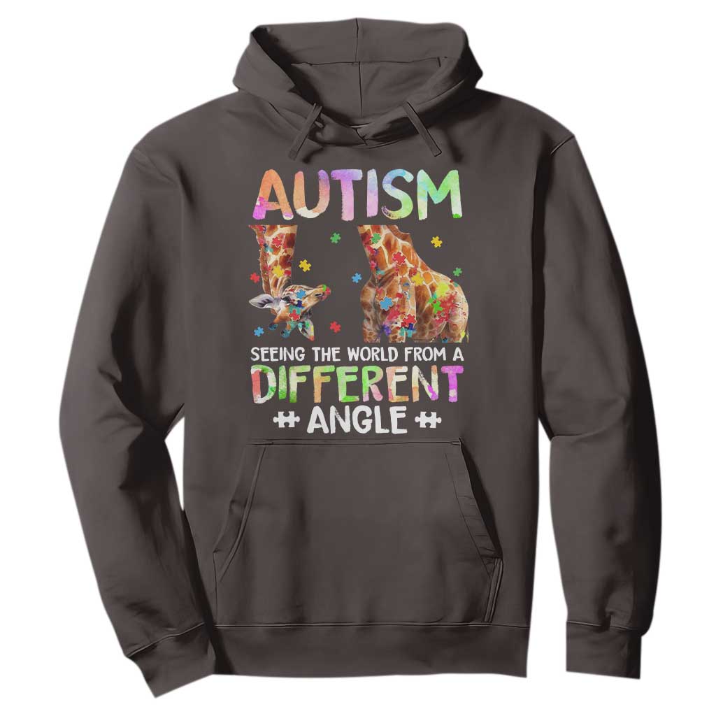 Autism Awareness Giraffe Hoodie Seeing The World Differently ASD TS10 Dark Chocolate Print Your Wear