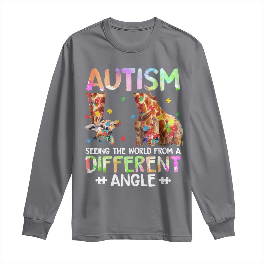 Autism Awareness Giraffe Long Sleeve Shirt Seeing The World Differently ASD TS10 Charcoal Print Your Wear