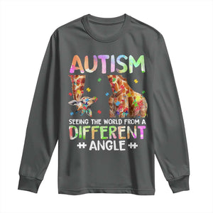 Autism Awareness Giraffe Long Sleeve Shirt Seeing The World Differently ASD TS10 Dark Heather Print Your Wear