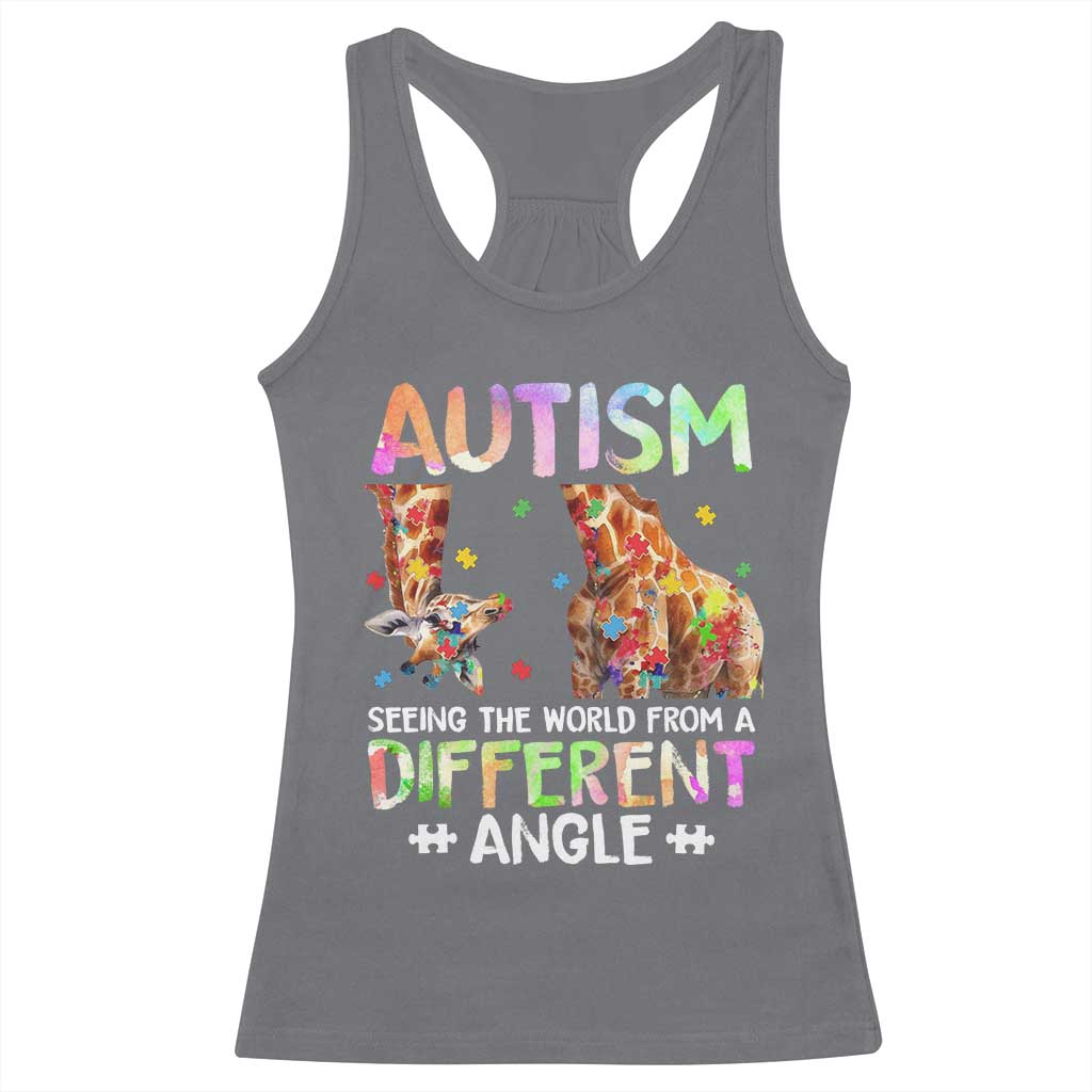 Autism Awareness Giraffe Racerback Tank Top Seeing The World Differently ASD TS10 Charcoal Print Your Wear