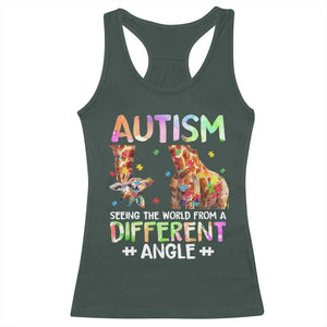 Autism Awareness Giraffe Racerback Tank Top Seeing The World Differently ASD TS10 Dark Forest Green Print Your Wear