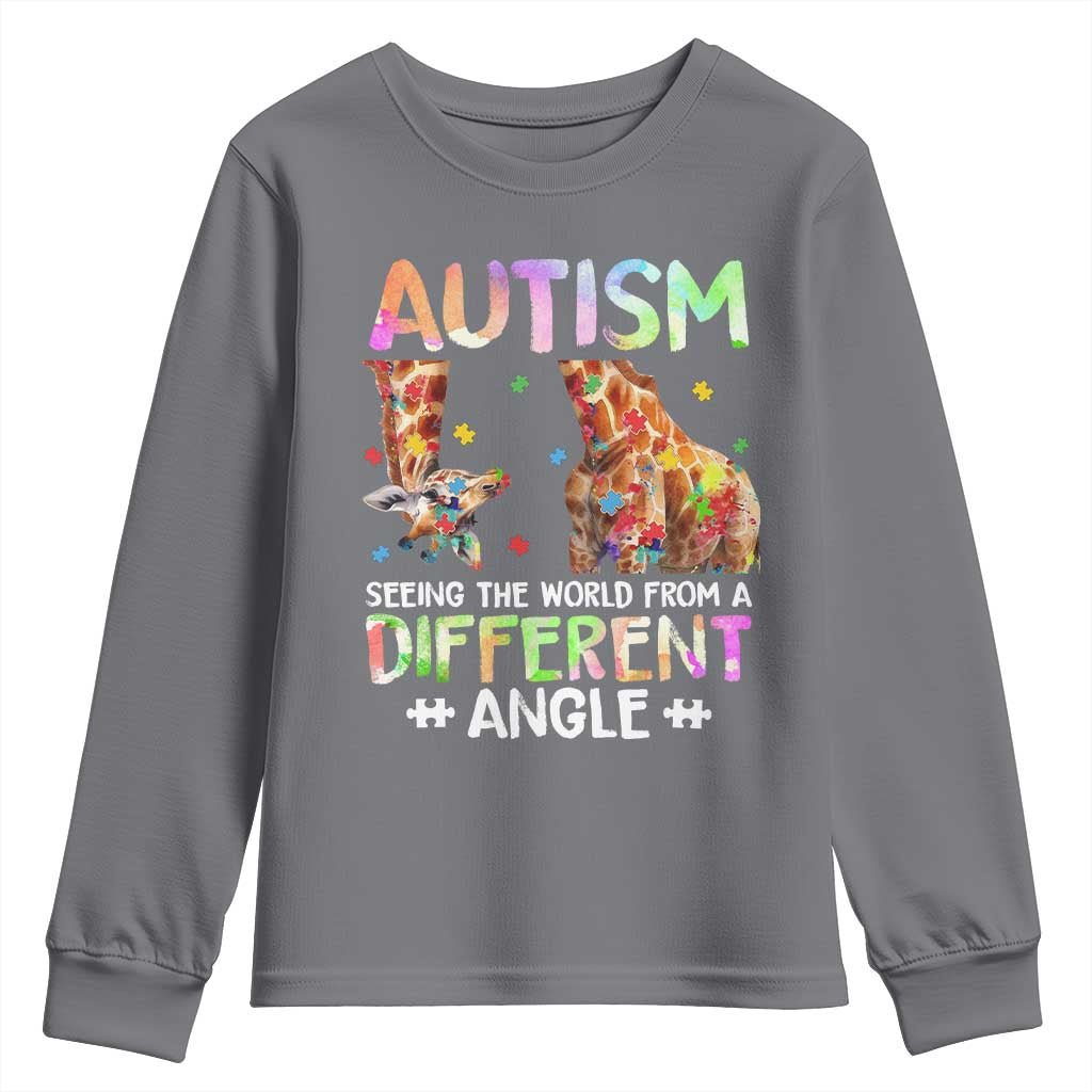 Autism Awareness Giraffe Youth Sweatshirt Seeing The World Differently ASD TS10 Charcoal Print Your Wear
