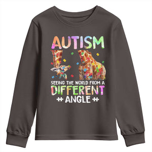 Autism Awareness Giraffe Youth Sweatshirt Seeing The World Differently ASD TS10 Dark Chocolate Print Your Wear