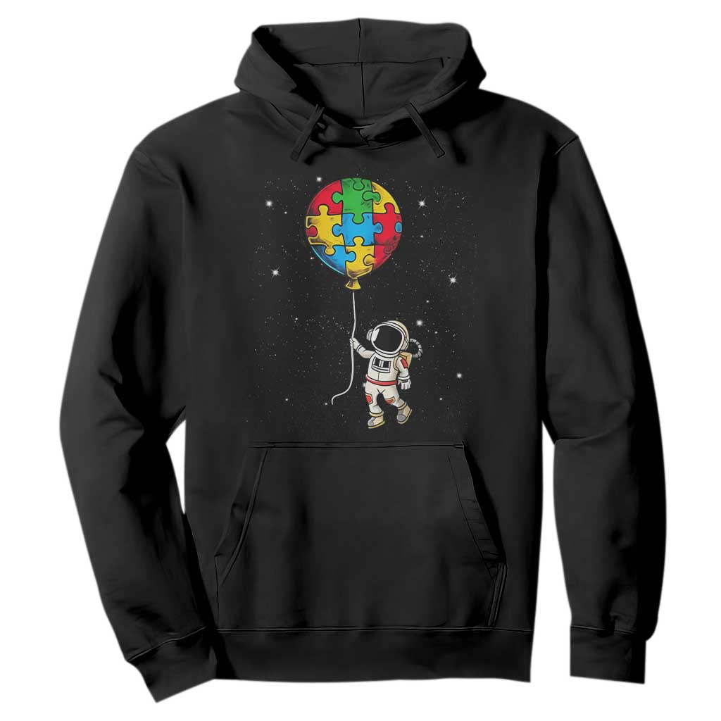 Autism Awareness Astronaut Hoodie Puzzle Pieces Balloon Space Autistic TS10 Black Print Your Wear