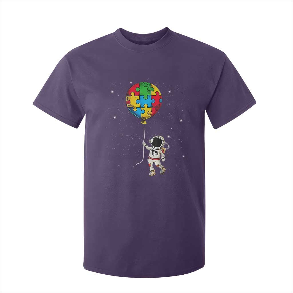 Autism Awareness Astronaut T Shirt For Kid Puzzle Pieces Balloon Space Autistic TS10 Purple Print Your Wear