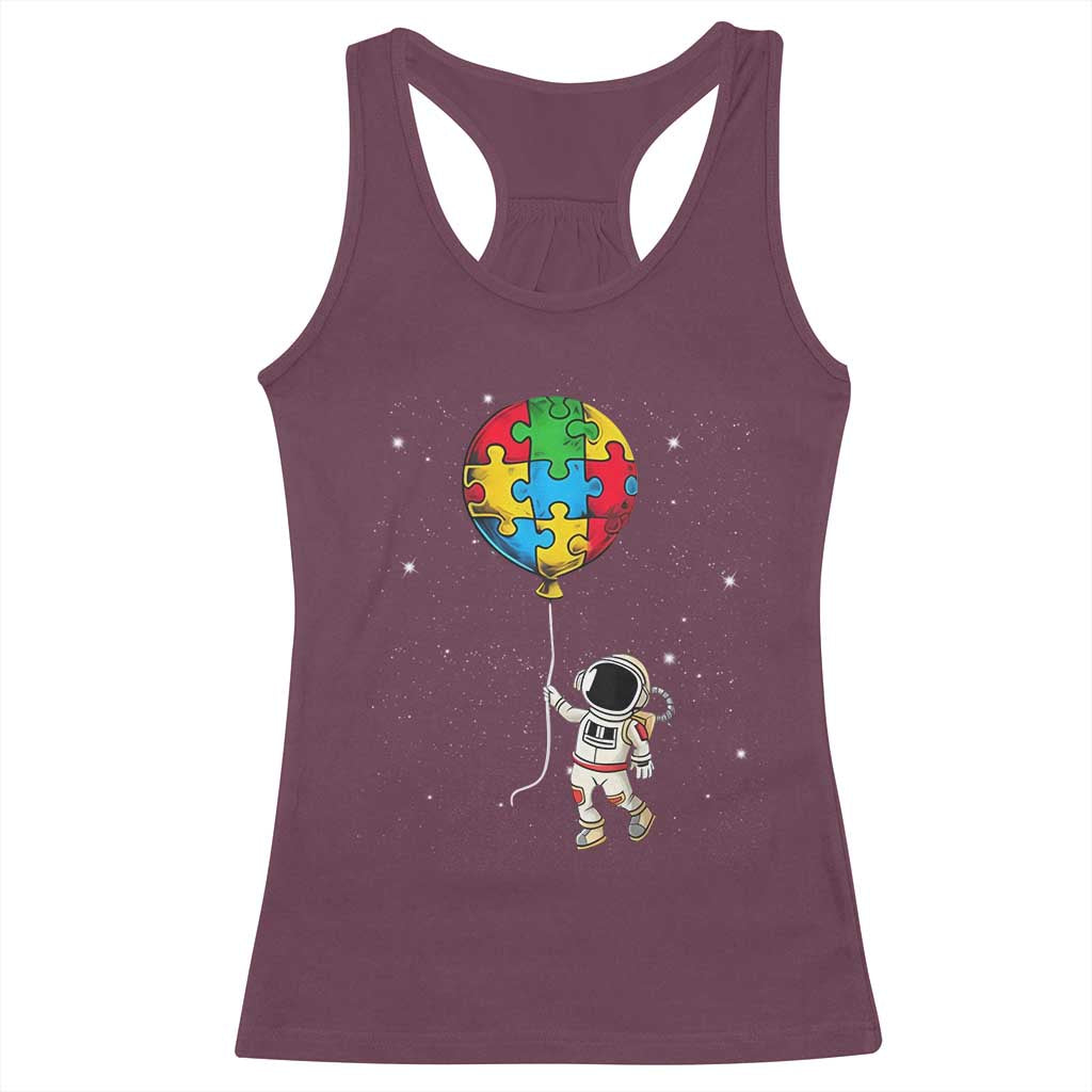 Autism Awareness Astronaut Racerback Tank Top Puzzle Pieces Balloon Space Autistic TS10 Maroon Print Your Wear
