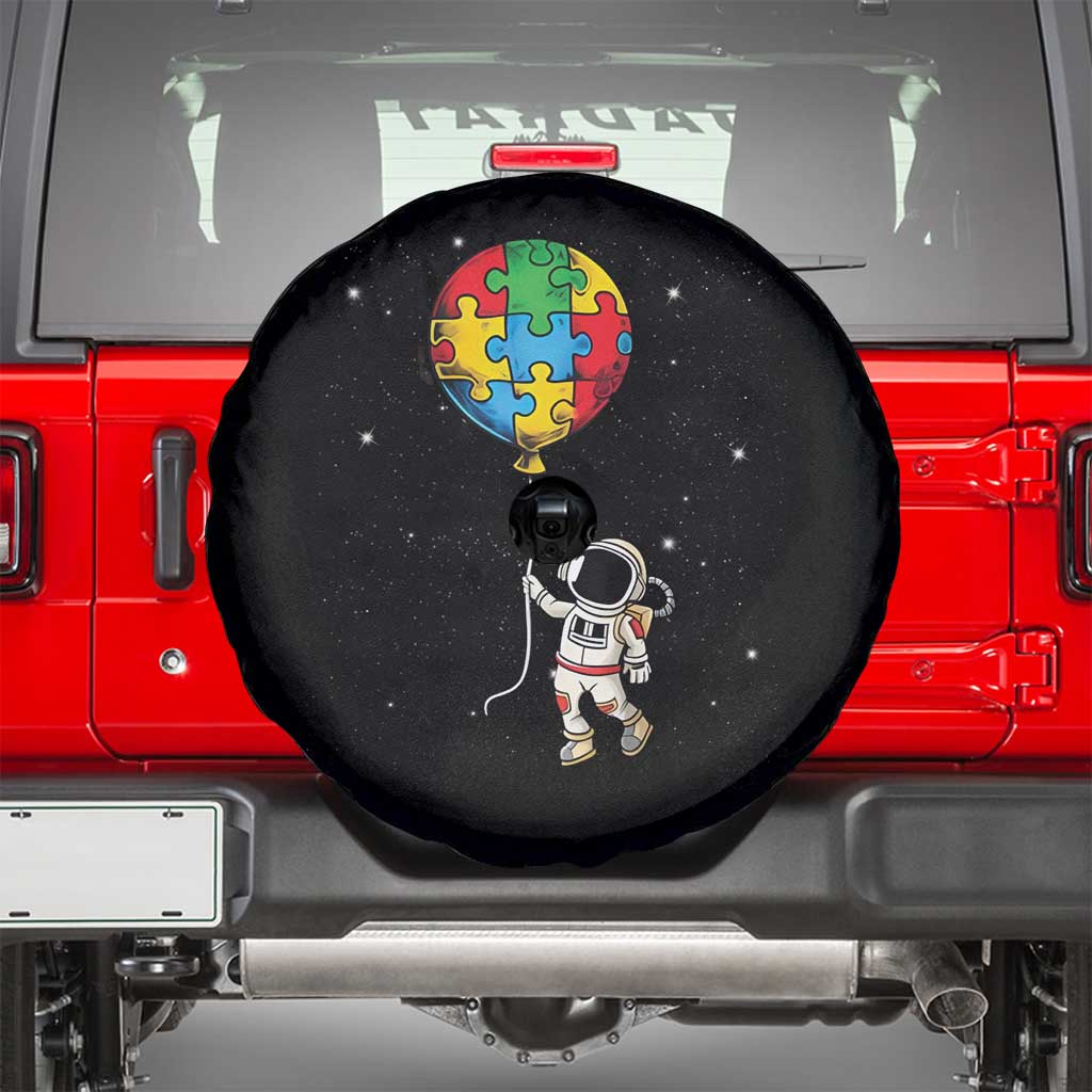 Autism Awareness Astronaut Spare Tire Cover Puzzle Pieces Balloon Space Autistic TS10 Black Print Your Wear