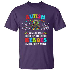 Autism Mom T Shirt Raising Hero Messy Bun Autism Awareness TS10 Purple Print Your Wear
