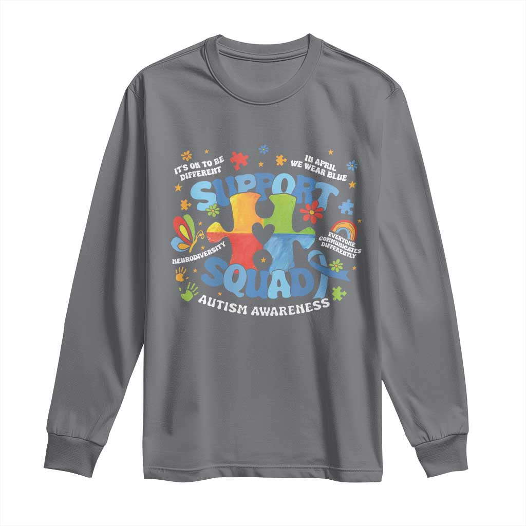 Autism Awareness Support Squad Long Sleeve Shirt TS10 Charcoal Print Your Wear