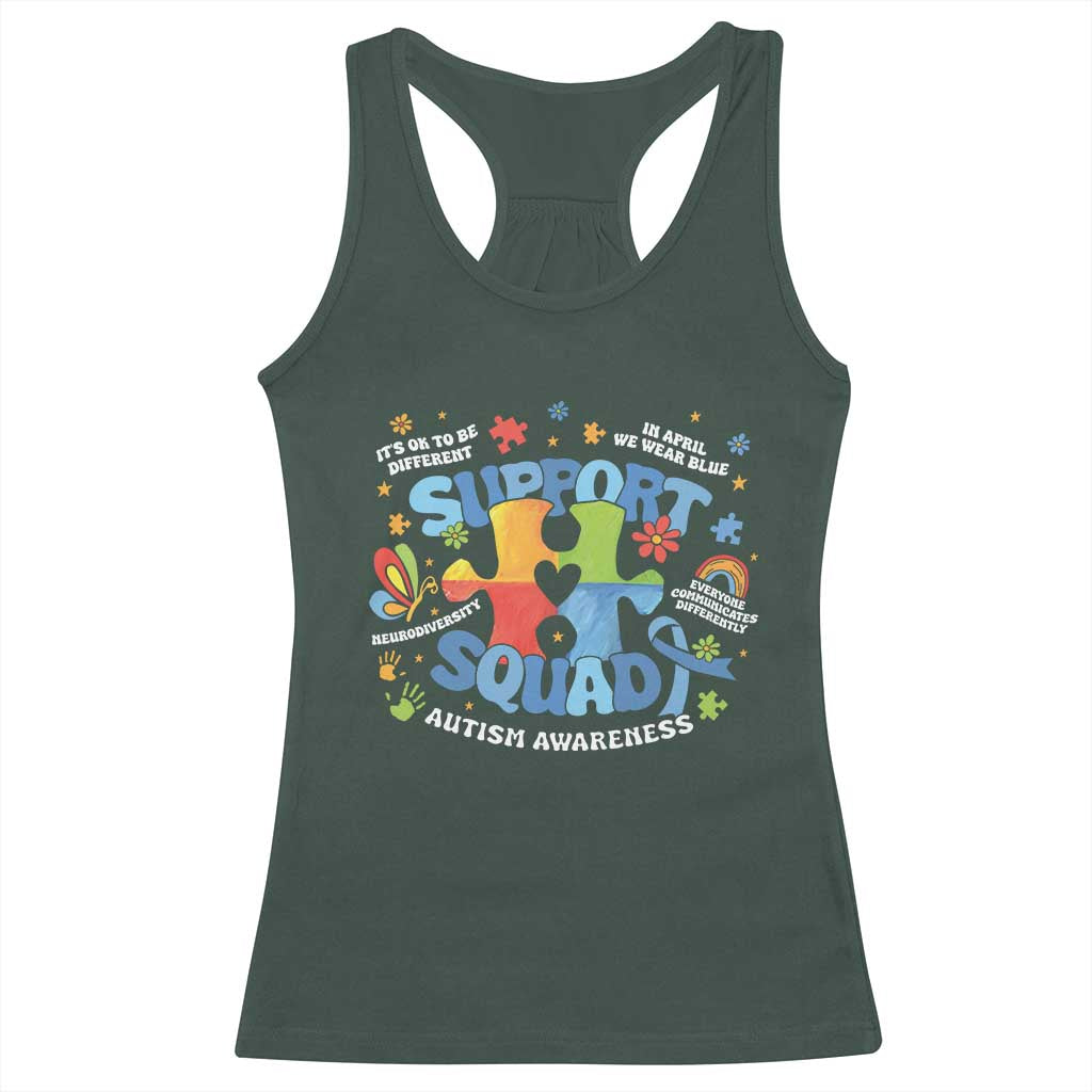 Autism Awareness Support Squad Racerback Tank Top TS10 Dark Forest Green Print Your Wear
